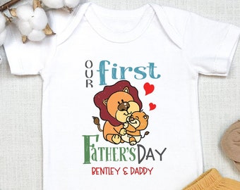 Personalized Father's Day , Our First Father's Day , Happy Father's Day, Cute Baby Bodysuit, Baby , Pregnancy Reveal, Lion Cub, Onesie®