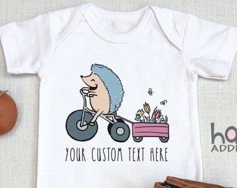 Cute Hedgehog , Custom Text Baby , Cute Baby Bodysuit, Animal Baby Shower, Funny Baby , Animal , Personalized, Onesie®