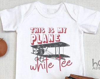 Airplane , This Is My Plane White Tee, Baby Boy Gift, Toddler Shirt, Pun , Co Pilot, Baby Boy , Baby Jokes, Long Sleeve, Onesie®