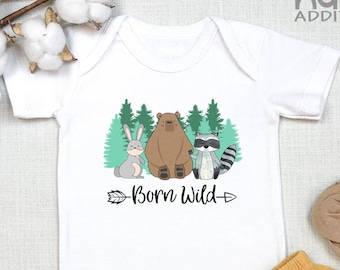 Born Wild Baby , Woodland , Forest Friends , Wild One, Birthday Outfit, Toddler Shirt, Long Sleeve, Woodland for Kids, Onesie®