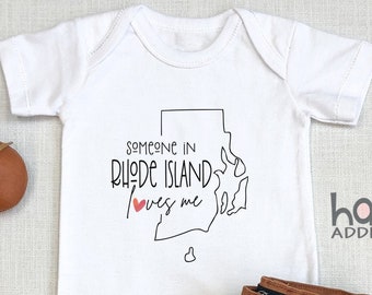 Someone In Rhode Island Loves Me , Virtual Baby Shower Gift, Raglan Toddler Shirt, Baby Boy Gift, Long Distance Baby Gift, Providence