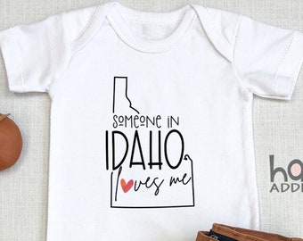 Someone In Idaho Loves Me , Idaho Baby Gift, Baby Shower Gift, Raglan Toddler Shirt, Baby Boy Gift, Long Distance, Boise City Idaho, Onesie®