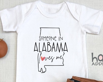 Someone In Alabama Loves Me , Virtual Baby Shower Gift, Raglan Toddler Shirt, Baby Boy Gift, Long Distance, Birmingham, Montgomery, Onesie®