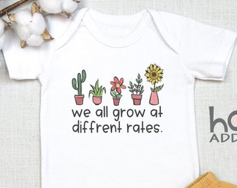 We All Grow At Different Rates Baby , Cute Baby Bodysuit, Cute Niece Nephew Baby Shower Gift, Plant , Vegan , Gardener, Onesie®