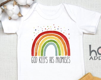 God Keeps His Promises , Rainbow Baby Bodysuit, Pregnancy Announcement, Baby Reveal, Announcement, Long Sleeve, IVF Baby, Religious, Onesie®