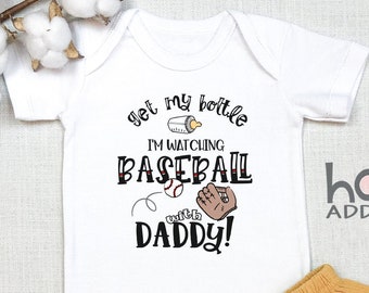Baseball , Funny Baseball Bodysuit, Watching Baseball with Daddy, Newborn Outfit, Baseball Fan, I like Baseball, Sport Onesie®