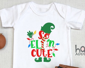 So Elf'n Cute , Christmas Tree, Elf Baby , Funny Christmas, Baby Elf, Funny Elf , Pun , Toddler Shirt, Long Sleeve, Onesie®
