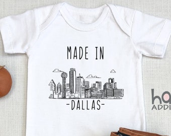 Made in Dallas Baby , Dallas Baby Outfit, Gift For New Baby, Texas ,  Texan Baby, Pregnancy Reveal, Toddler Shirt, Long Sleeve, Onesie®