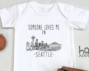 Someone Loves Me In Seattle , Washington Baby Outfit, Baby Shower Gift, Baby Boy Gift, Pregnancy Reveal, Toddler Shirt, Long Sleeve, Onesie®