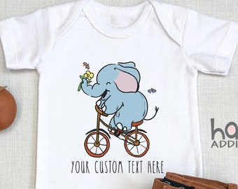 Cute Elephant , Custom Text Baby , Cute Baby Bodysuit, Animal Baby Shower, Funny Baby , Animal , Elephant Baby Gift, Onesie®