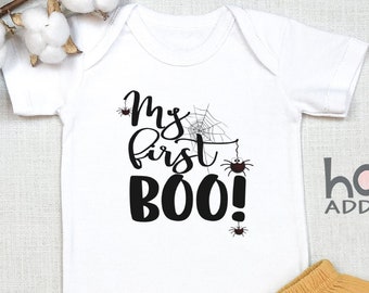 My First Boo , First Halloween , Toddler Shirt, Cute Spiders, Halloween Outfit, Long Sleeve, Bodysuit, Cute Halloween Outfit Boy, Onesie®