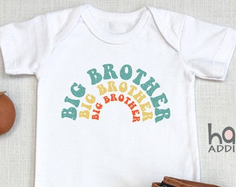 Retro Big Brother , Rainbow Baby , Pregnancy Announcement, Long Sleeve, Toddler Shirt, Big Sibling, Oldest Brother, Vintage, Onesie®