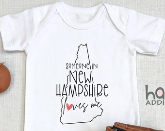 Someone In New Hampshire Loves Me , Virtual Baby Shower Gift, Raglan Toddler Shirt, Baby Boy Gift, Long Distance Baby Gift, Manchester