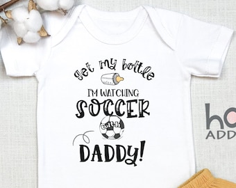 Personalized Soccer , Custom Name Watching Soccer With Daddy, Mommy, Aunt, Uncle, Soccer Buddy, Future Player, Funny, Crawl Walk, Onesie®