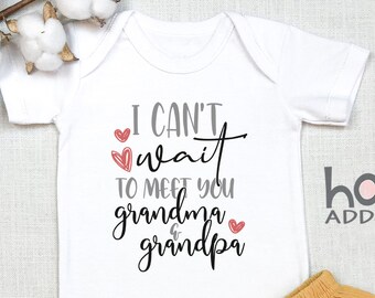 Custom Pregnancy Reveal, Can't Wait To Meet You Grandma And Grandpa , Baby Announcement , Pregnancy Surprise, Aunt, Uncle, Onesie®