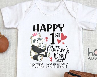 Personalized "Custom" First Mother's Day , Cute Custom Mother's Day , Our First Mother's Day , Panda Baby Bodysuit, Onesie®