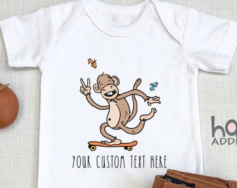 Cute Monkey , Custom Text Baby , Cute Baby Bodysuit, Monkey Baby Shower, Funny Baby , Animal , Monkey Baby Gift, Onesie®