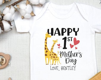 Personalized Our First Mother's Day , Cute Personalized Mother's Day , Our First Mother's Day , Giraffe Baby Bodysuit, Onesie®