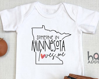 Someone In Minnesota Loves Me , Minnesota Baby, Baby Shower Gift, Raglan Toddler Shirt, Baby Boy Gift, Long Distance, Minneapolis, Onesie®