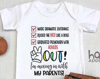 Pulmonary, Peace Out NICU,  NICU Baby ,  NICU Graduate, Going Home Outfit, Preemie Baby Gift, Going Home , Rainbow, Long Sleeve, Onesie®