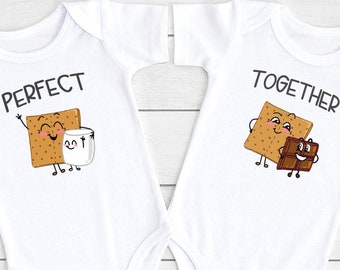 S'mores Twin s, Cute Best Friend Shirts, Twin Baby Gifts, Best Friends Outfits, Gift For Twins, Long Sleeve, Camping Twin Outfit, Onesie®