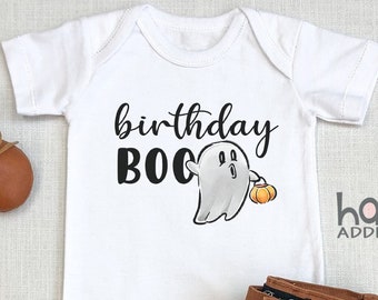 Birthday Boo , Cute Halloween s, Halloween Shirt for Toddlers, Toddler Tee T-Shirt, Cute Ghost, Halloween Outfit, Long Sleeve, Onesie®