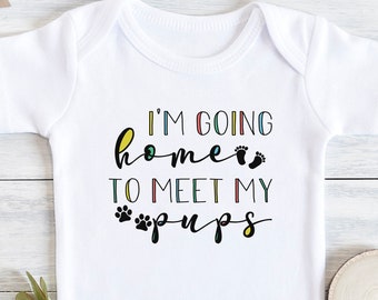 Going Home To Meet My Pups , Dog Baby Bodysuit, Dog Baby Shower, Animal , Sibling Has Paws, Cute, Baby Gift, Coming Home Outfit, Onesie®