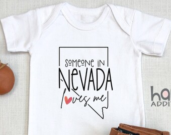 Someone In Nevada Loves Me , Las Vegas Baby Outfit, Baby Shower Gift, Raglan Toddler Shirt, Baby Boy Gift, Henderson, Long Distance, Onesie®