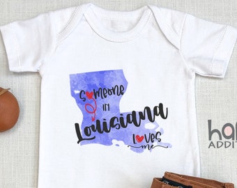 Someone Loves Me In Louisiana , Watercolor , Baby Shower Gift, New Orleans, Toddler Shirt, Baton Rouge, Gift for Baby Boy, Onesie®