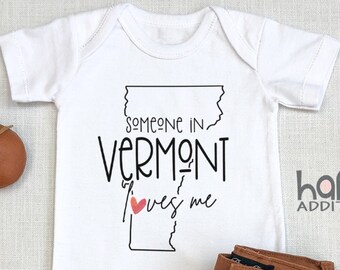 Someone In Vermont Loves Me , Vermont Baby Outfit, Baby Shower Gift, Raglan Toddler Shirt, Long Sleeve, Baby Boy Gift, Burlington, Onesie®