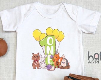Personalized First Birthday , Woodland Baby , Custom Name Birthday, Baby Boy Birthday, Girl, Baby Shower Gift, Birthday Outfit, Onesie®