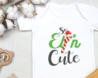 So Elf'n Cute , Elf Baby Bodysuit, Elf , Funny Christmas Baby s, First Christmas, Baby Elf, Funny Elf , Pun ,, Onesie®
