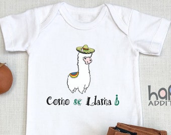 Como Se Llama , Spanish, Alpaca, What is your name, Cute Baby Shower Gift, Pregnancy Announcement Bodysuit, Toddler Short, Long Sleeve
