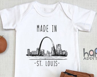 Made In St. Louis , Baby Shower Gift, Saint Louis Missouri, Pregnancy Reveal, Baby Boy , Long Sleeve, Someone Loves Me In, Onesie®