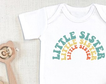 Retro Little Sister , Rainbow Baby, Pregnancy Announcement, Long Sleeve, Toddler Shirt, Little Sibling, Youngest Sister, Vintage, Onesie®