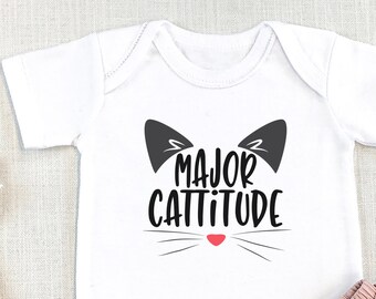 Cat Baby ,  Major Cattitude, Cat Baby Bodysuit, Cat Baby Shower, Siblings Have Whiskers , Cute, Cat Lover, Cat , Kitten, Onesie®