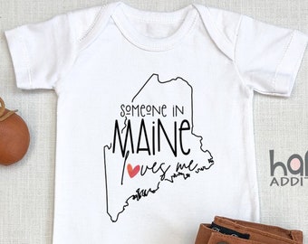Someone Loves Me In Maine , Maine Baby Outfit, Baby Shower Gift, Portland, Lewiston, Gift for Baby Boy, Toddler Shirt, Long Sleeve, Onesie®
