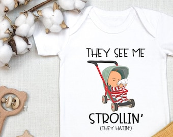 Funny Baby , They See Me Strollin' They Hatin', Funny Baby Shower Gift, Baby Boy Clothes, Gift For Baby Boy, First, Baby Boy Outfit, Onesie®