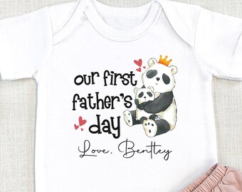 Personalized Our First Father's Day , Cute Father's Day, Custom Baby , Gift, Custom Gift for Dad, Panda Baby Bodysuit, Onesie®