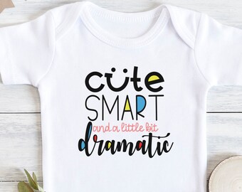 Funny Baby Girl , Cute Smart Dramatic, Baby Bodysuit, Smash Cake Birthday, Baby Girl Clothes, Baby Shower, Funny Baby Shower, Onesie®