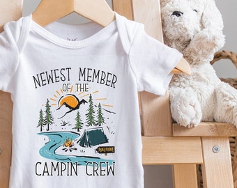 Newest Member of the Camping Crew, One Happy Camper , Camping Toddler Shirt, Adventure Baby s, Travel Buddy, Long Sleeve, Onesie®