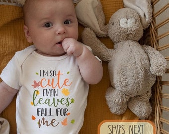 I'm So Cute Even Leaves Fall For Me Baby Onesie®, Baby Shower Gift, Autumn Baby Outfit, Fall Baby Clothes, Long Sleeve, Toddler Shirt, Tee