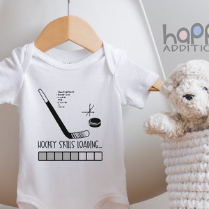 Hockey Skills Loading Baby Onesie®, Future Hockey Player, Funny Hockey, Newborn Outfit, Hockey Fan, Hockey Skills Loading, I love Hockey,