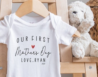 Personalized Our First Mother's Day , Minimalist, Unisex , Cute Mother's Day Outfit, I Love My Mommy, Custom Name, Onesie®