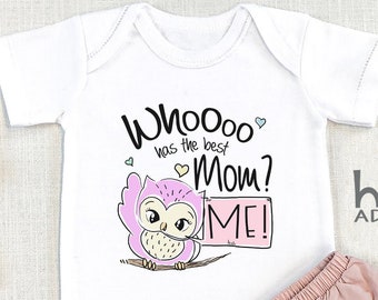 Cute Happy Mother's Day , Best Mom In The World, Personalized, Baby Girl, Great Job Mommy, Owl Baby Bodysuit, Custom Name, Onesie®