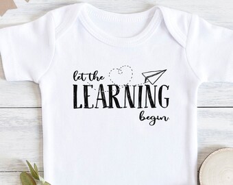 Let The Learning Begin , Baby Bodysuit, Sweet Baby Shower Gift, Niece Gift, Gift For Baby Girl, Toddler Shirt, Long Sleeve, Teacher, Onesie®