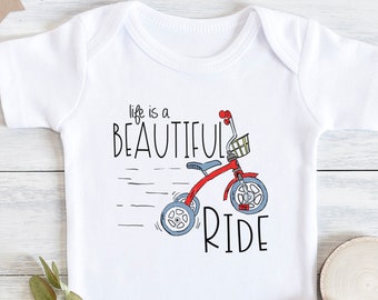 Life Is A Beautiful Ride , Baby Bodysuit, Sweet Baby Shower Gift, Nephew Gift, Gift For Baby Boy, Newborn, Long Sleeve, Baby Reveal, Onesie®