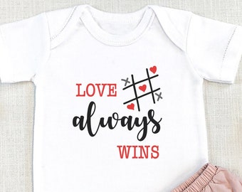Love Always Wins Cute Baby , Toddler Shirt, Cute New Parents Gift, Love Baby Outfit, Loved Kids Shirt, Baby Girl Outfit, Tic Tac Toe