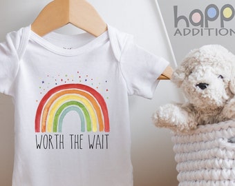 Rainbow "CUSTOM" Worth the Wait Baby , Rainbow Baby Bodysuit, Pregnancy Announcement, Long Sleeve, Baby Reveal, Toddler Shirt, Onesie®