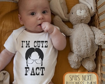 I'm Cute FACT Baby Onesie®, Dunder Mifflin, The Office Fan Baby Gift, Toddler Shirt, Michael Scott, Dwight Schrute, The Office TV Show Gift